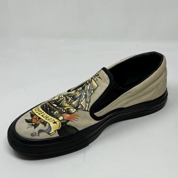 Converse Sailor Jerry Sneakers Mens 9 Tan Multicolor Nautical Slip On Shoes - Picture 9 of 16